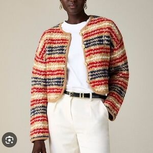 J. CREW 2024 Sweater Lady Jacket In Plaid Boucle Yarn Wool Blend Size 2X